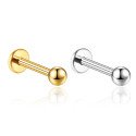 Piercing Labret Bolinha Pin Push em Titânio Natural ou PVD Gold - 7TRG160