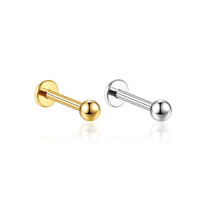 Piercing Labret Bolinha Pin Push em Titânio Natural ou PVD Gold - 7TRG160