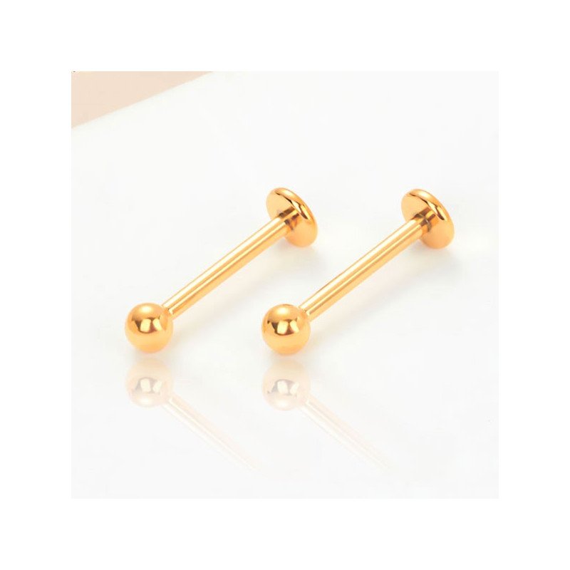 Piercing Labret Bolinha Pin Push em Titânio Natural ou PVD Gold - 7TRG160