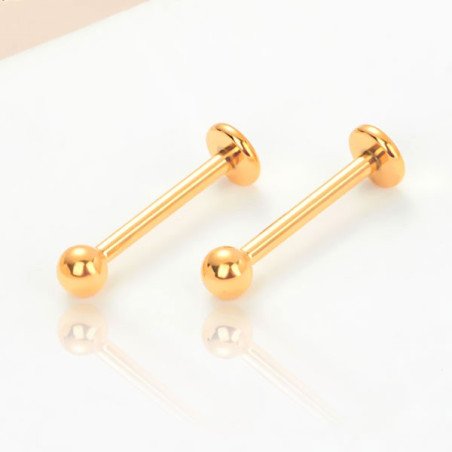 Piercing Labret Bolinha Pin Push em Titânio Natural ou PVD Gold - 7TRG160