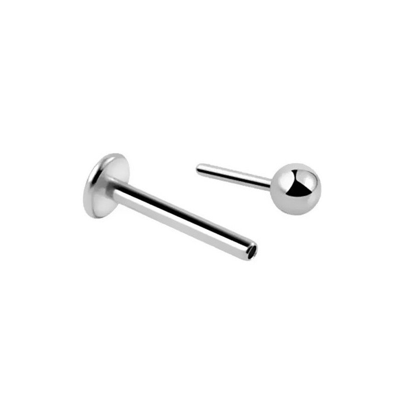 Piercing Labret Bolinha Pin Push em Titânio Natural ou PVD Gold - 7TRG160