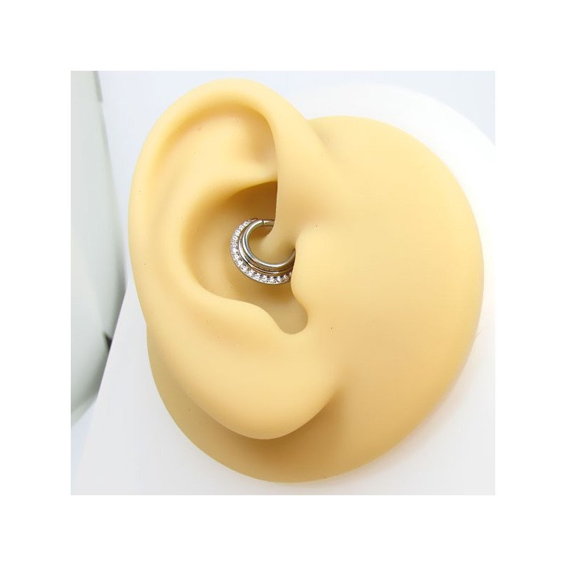 Piercing Luxo Orelha ou Septo - Argolinha Saturno Zircônias - 6ORE815