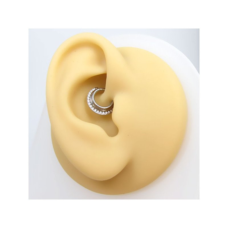 Piercing Luxo Orelha ou Septo - Argolinha Saturno Zircônias - 6ORE815