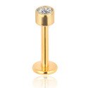 Piercing Labret em Aço Cirúrgico com Zircônia Swarovski - PVD Gold - Rosca Interna - 7TRG166