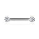 Piercing Barbell para Mamilo - Pin Push - Titânio - 2 Pedras de Zircônia - 14MAM18