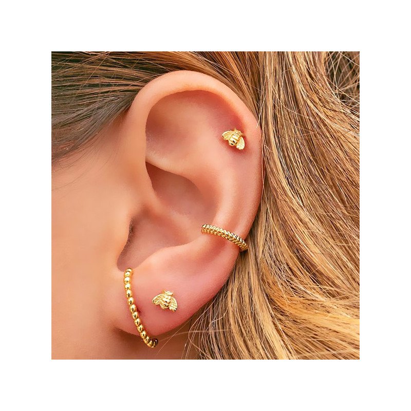 Piercing de Tragus Labret - Abelhinha - Titânio PVD Gold - 7TRG169