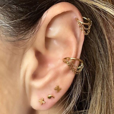 Piercing para Conch Clicker com 3 Correntinhas - 100% em Titânio  - 6ORE845