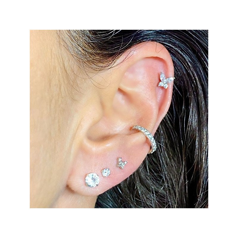 Piercing de Orelha - Mini Borboleta com Cristais - Dourado - 6ORE848