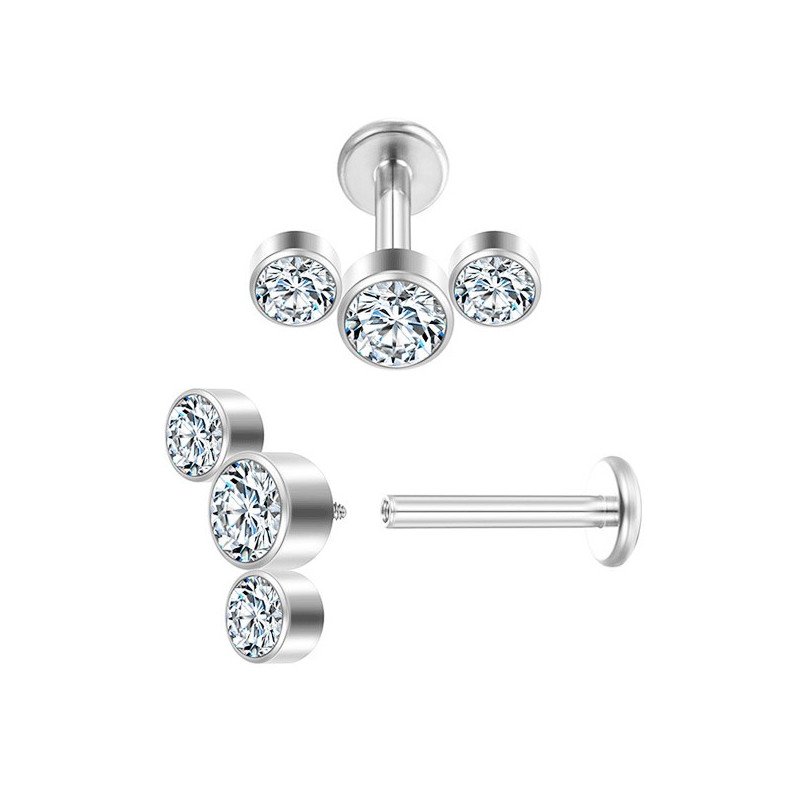 Piercing Labret Cluster em Aço Cirúrgico para Orelha - 6ORE854