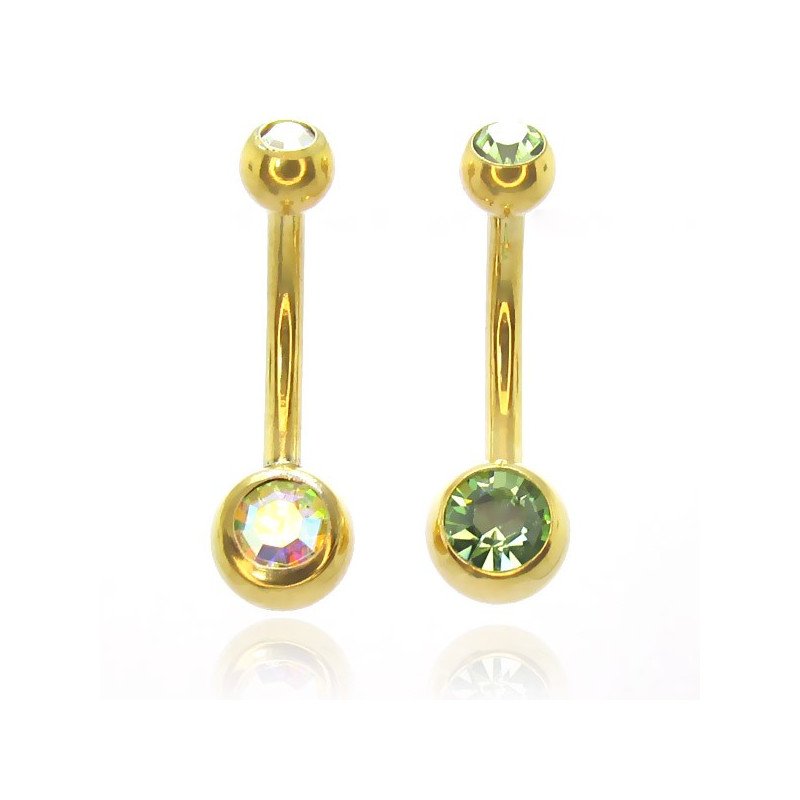 Piercing de Umbigo - Bolinhas Menores - PVD Gold - 1SIM130