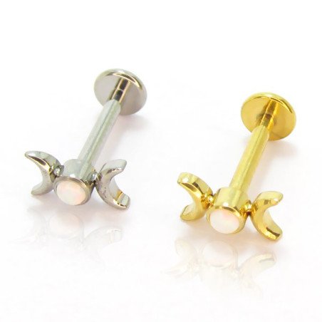 Piercing de Tragus Labret Lua Dupla - Titânio PVD Gold - 7TRG187