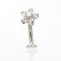 Piercing de Umbigo em Titânio - Banana Floating Flor com Pedra Opala - 1SIM131