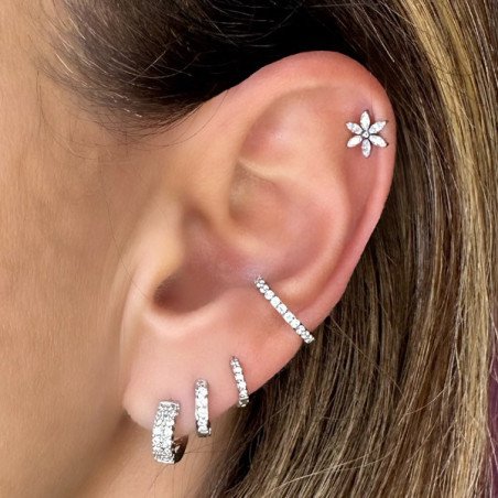 Piercing Labret em Titânio para Orelha - Margarida com Zircônias - 6ORE865