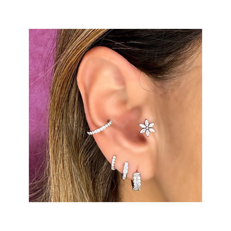 Piercing Labret em Titânio para Orelha - Margarida com Zircônias - 6ORE865