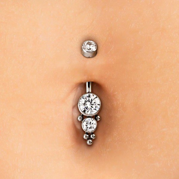 Piercing de Umbigo 100% em Titânio com Cristais - 1SIM108