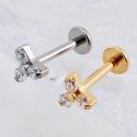 Piercing de Tragus Labret Trillion com Zircônias  - Titânio PVD Gold - 7TRG202