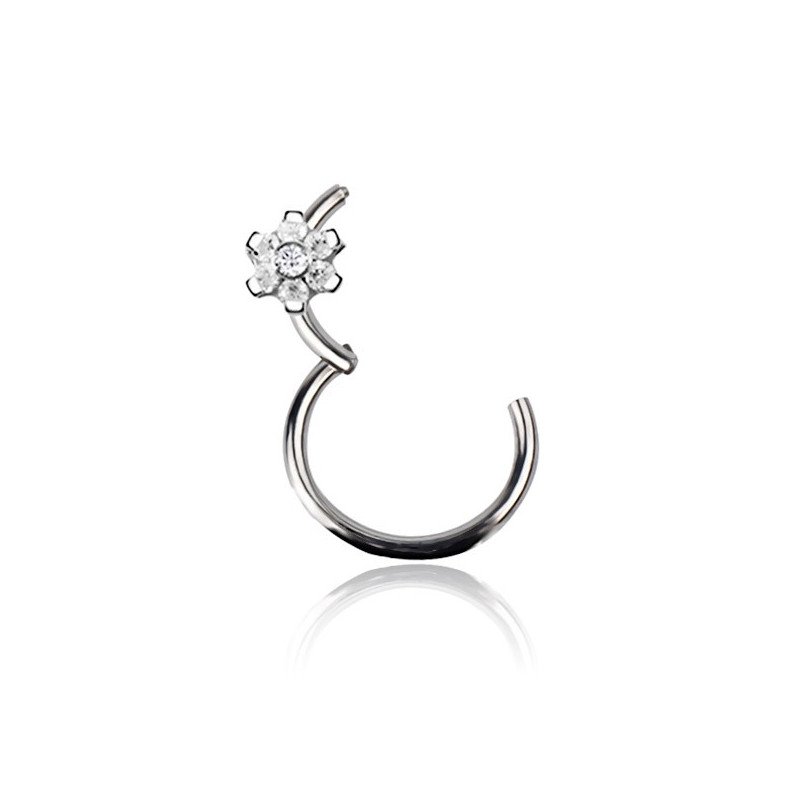 Piercing Luxo Daith - Argolinha Clicker em Titânio - com Flor em Zircônias - 6ORE869