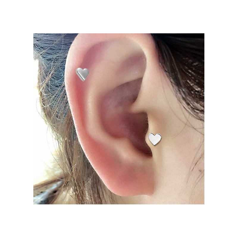 Piercing de Orelha em Aço Cirúrgico - Mini Coração -  Prateado ou Banhado a Ouro - 6ORE872