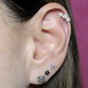 Piercing de Orelha - Cluster Arco Trio de Mini Flores em Prata 925 com Zircônias - 6ORE880