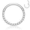 Piercing Daith ou Septo - Argolinha Clicker com Zircônias - Titânio - 6ORE888