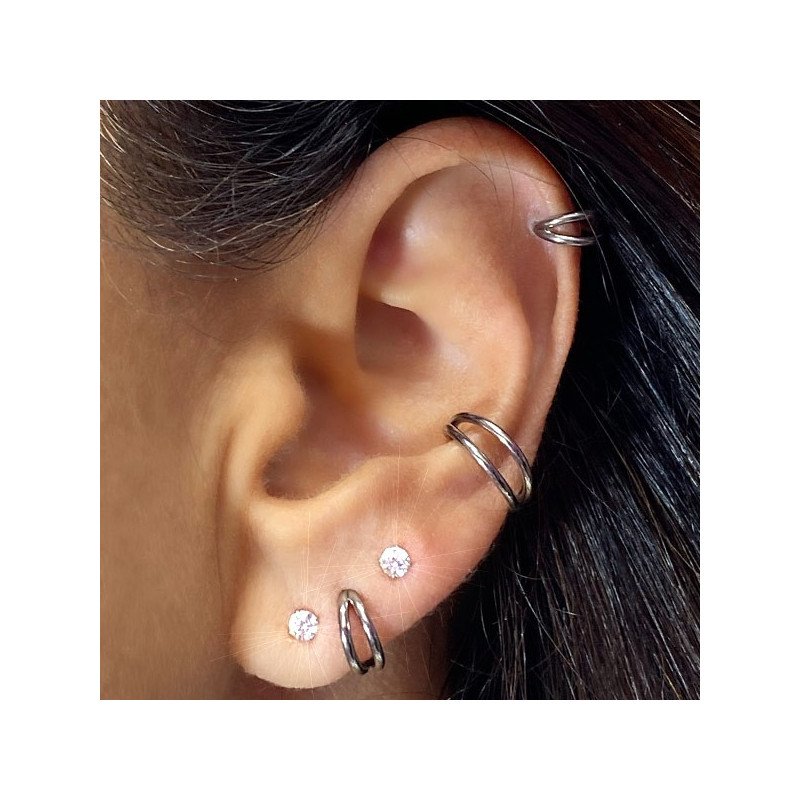 Piercing para Nariz ou Orelha - Argolinha 1,0 mm Clicker Dupla - 100% em Titânio - 2NAA102