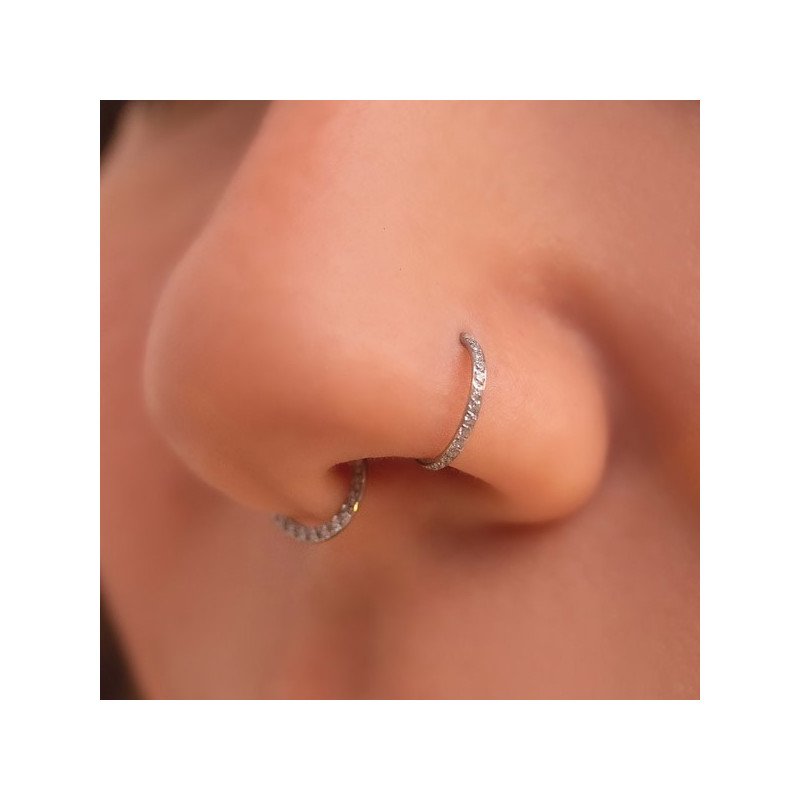 Piercing para Nariz ou Orelha - Argola Finíssima em Titânio - 2NAA98