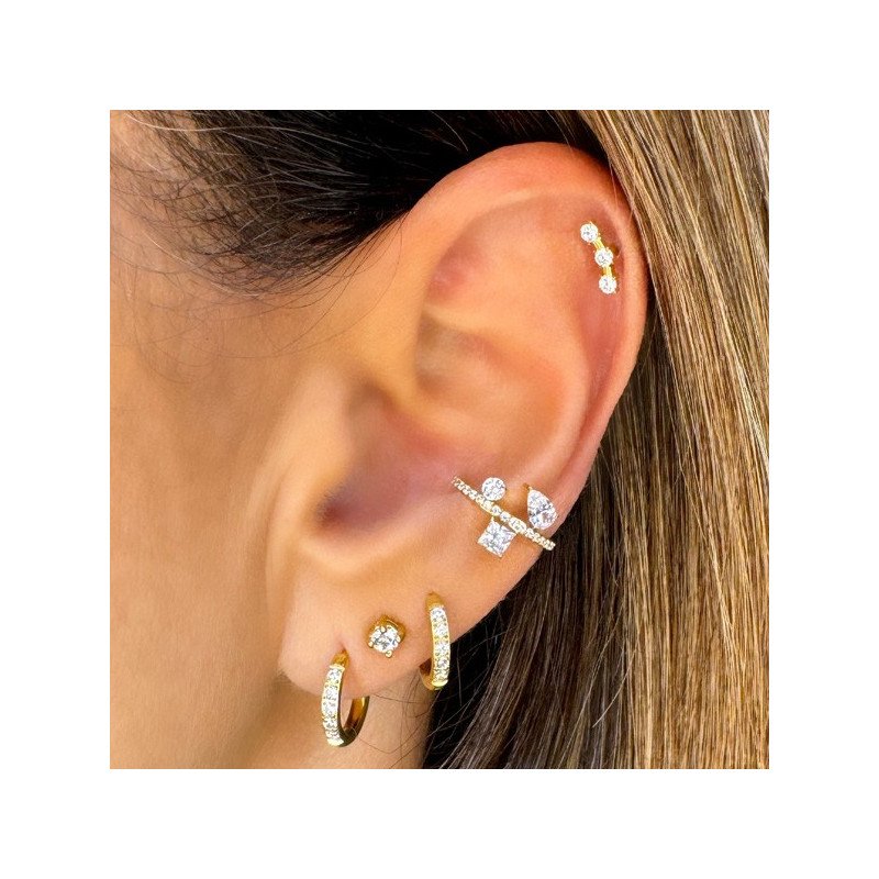 Piercing para Conch Multi Zircônias Cravejado - 100% em Titânio - 6ORE897