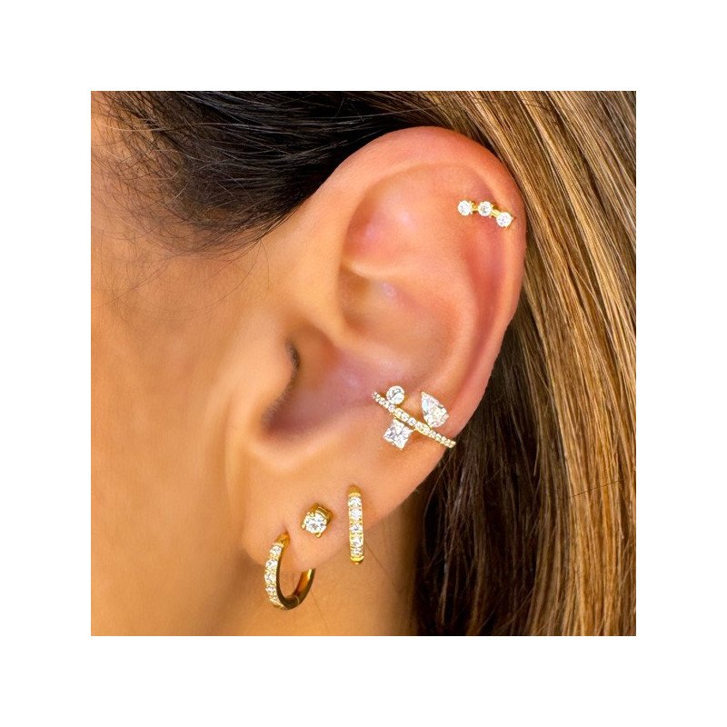 Piercing para Conch Multi Zircônias Cravejado - 100% em Titânio - 6ORE897