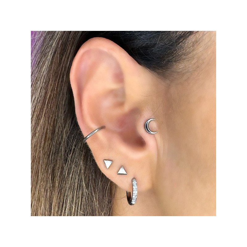 Piercing Conch Meia Argolinha em formato D Lisa - 100% em Titânio - 6ORE898