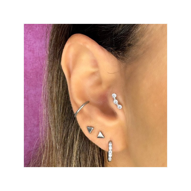 Piercing Conch Meia Argolinha em formato D Lisa - 100% em Titânio - 6ORE898