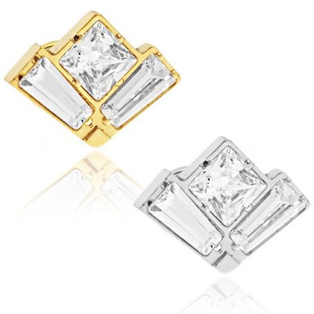 Piercing de Orelha - Labret Diamante V - Titânio PVD Gold - 7TRG224