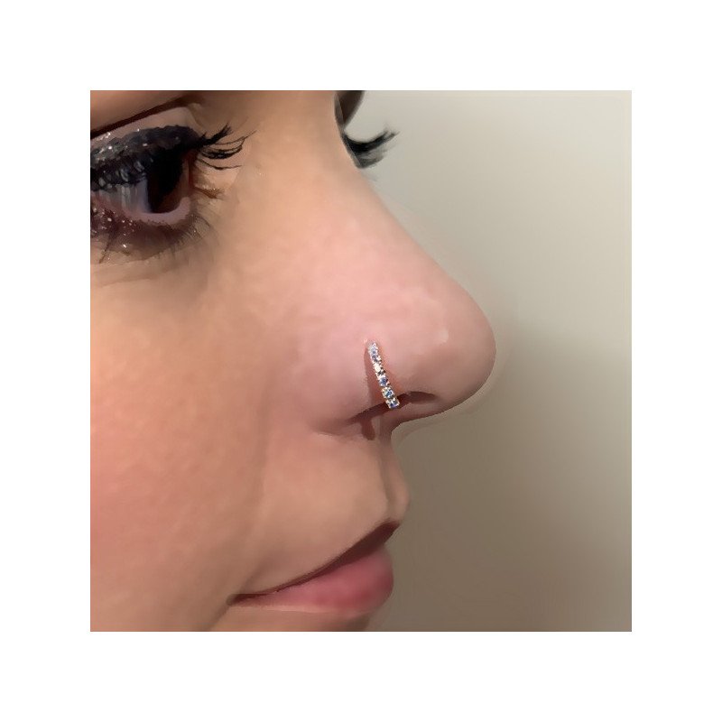 Piercings de Nariz - Argolinha em Prata Cravejada de Zircônias Furta Cor - 2NAA106