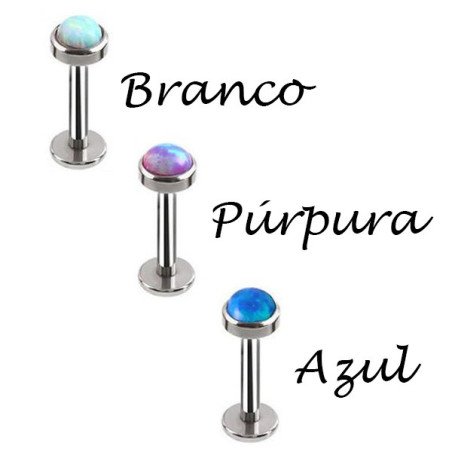 Piercing de Tragus em Titânio com Pedra Opala - 7TRG42