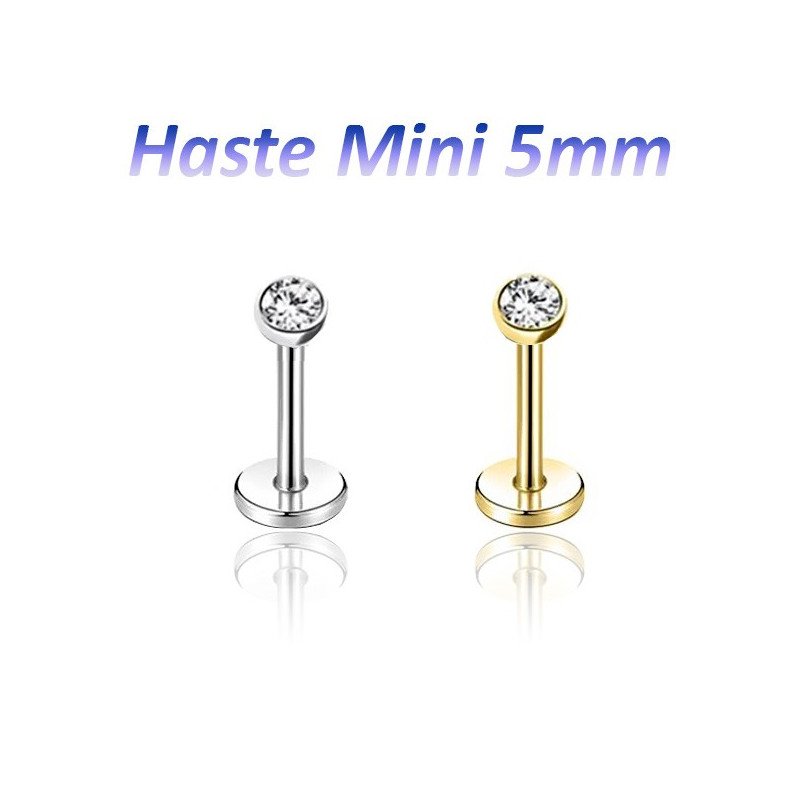 Piercing Australiano 0.8 em Titânio Natural ou PVD Gold - Pin Push Tragus ou Hélix - Ponto de Luz - 7TRG234