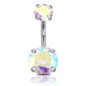 Piercing de Umbigo 100% em Aço Cirúrgico com Zircônias Furta-Cor- 1SIM137