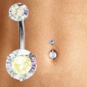 Piercing de Umbigo 100% em Aço Cirúrgico com Zircônias Furta-Cor- 1SIM137
