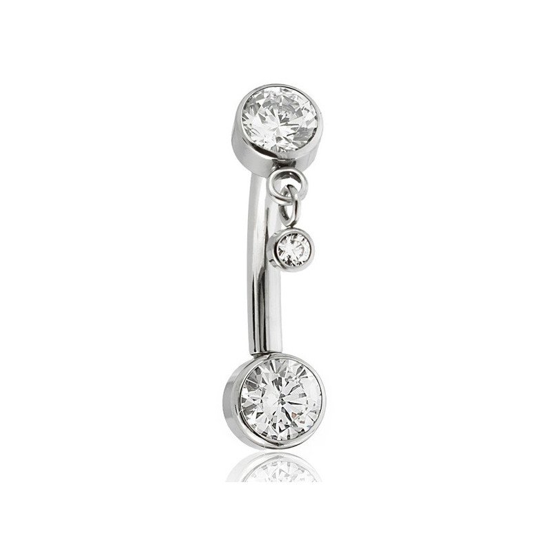 Piercing de Umbigo 100% em Titânio com Zircônias - 1MIN38