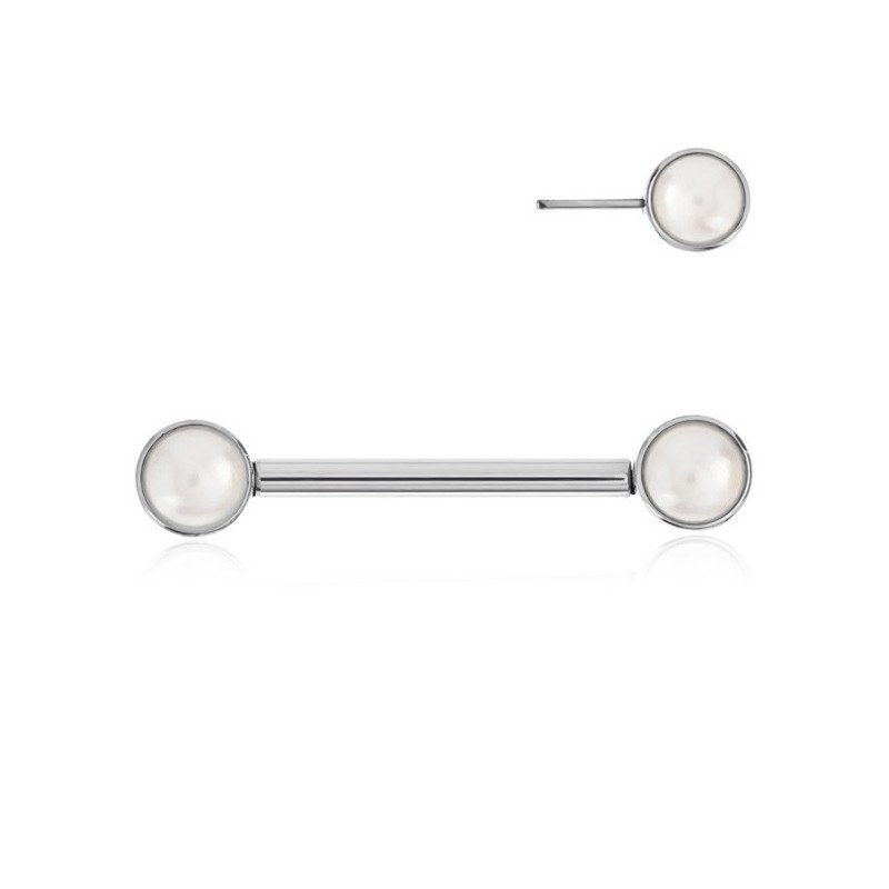 Piercing Barbell para Mamilo - Pin Push Pérola - Titânio - 14MAM28