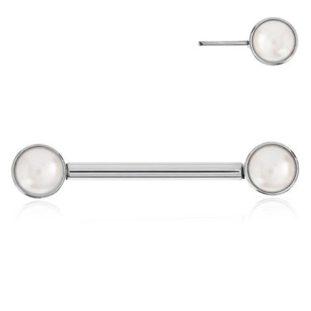 Piercing Barbell para Mamilo - Pin Push Pérola - Titânio - 14MAM28