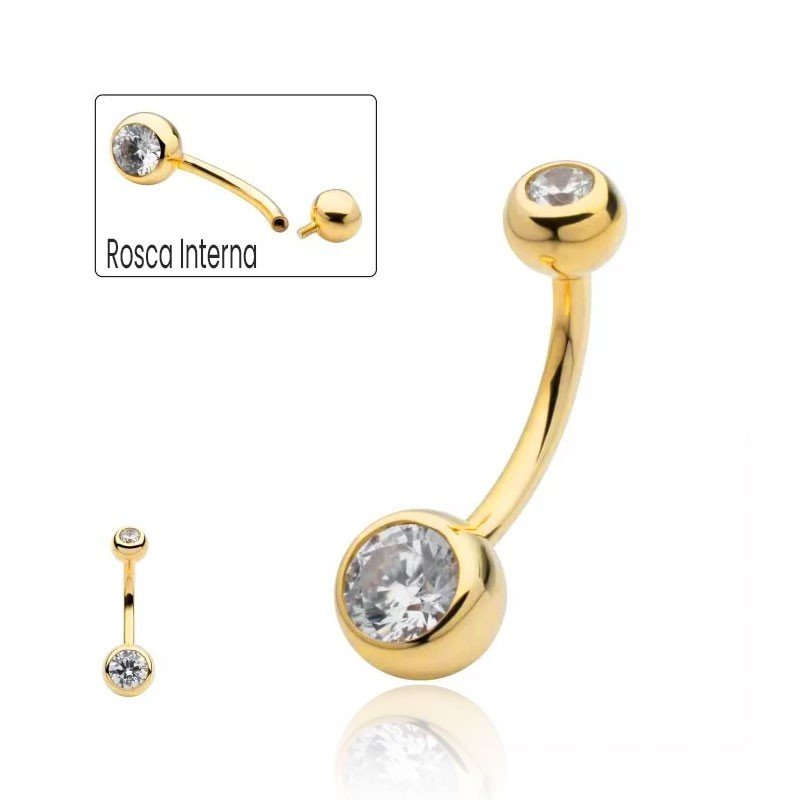 Piercing de Umbigo em Titânio Gold [Dourado] - Simples - 1SIM140