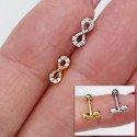 Piercing para Orelha - Infinito em Prata banhado a Ouro com Cristais - 6ORE921