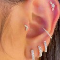 Piercing para Orelha - V em Prata cravejado com Cristais - 6ORE923