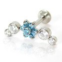 Labret em Titânio para Tragus, Hélix ou Conch - Cluster Flor com Zircônias - 7TRG246