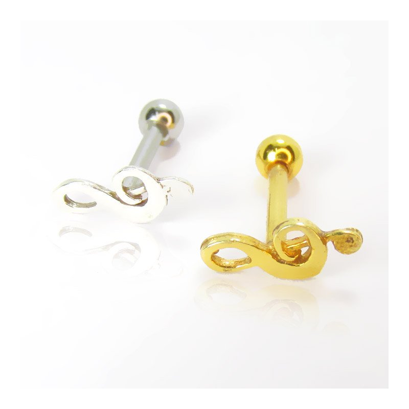 Piercing para Orelha - Clave se Sol em Prata 925 - 6ORE928