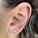 Piercing em Titânio para Tragus, Hélix ou Conch - Cluster Navete Zircônias Pretas - 7TRG250