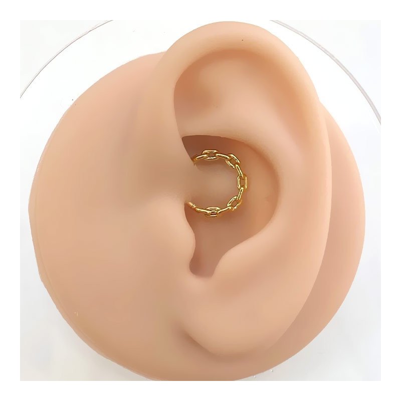 Piercing para Daith ou Septo - Argolinha Clicker com Correntes - Aço Cirúrgico - 6ORE948