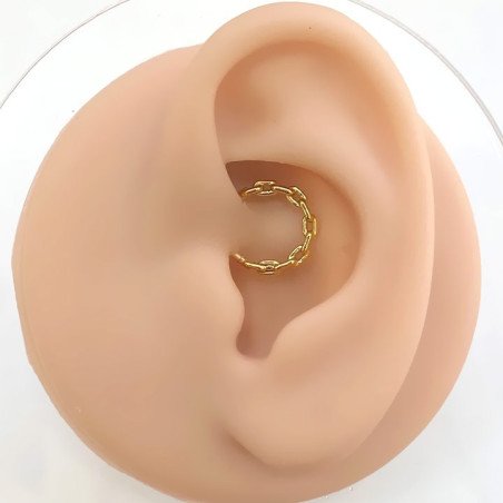 Piercing para Daith ou Septo - Argolinha Clicker com Correntes - Aço Cirúrgico - 6ORE948