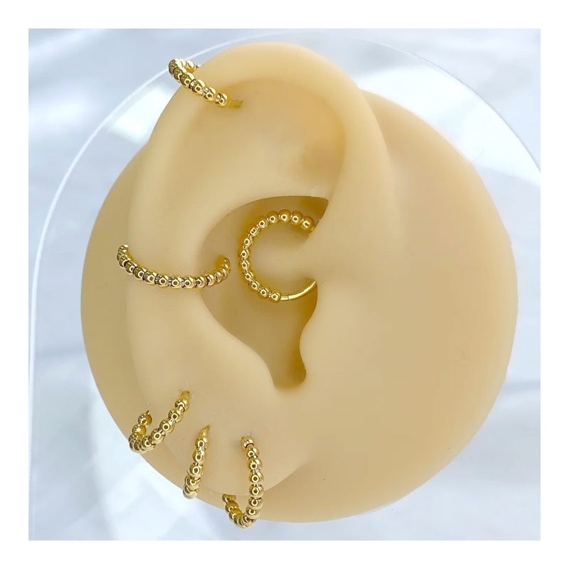 Piercing para Daith ou Septo - Argolinha Clicker com Bolinhas - Aço Cirúrgico - 6ORE949