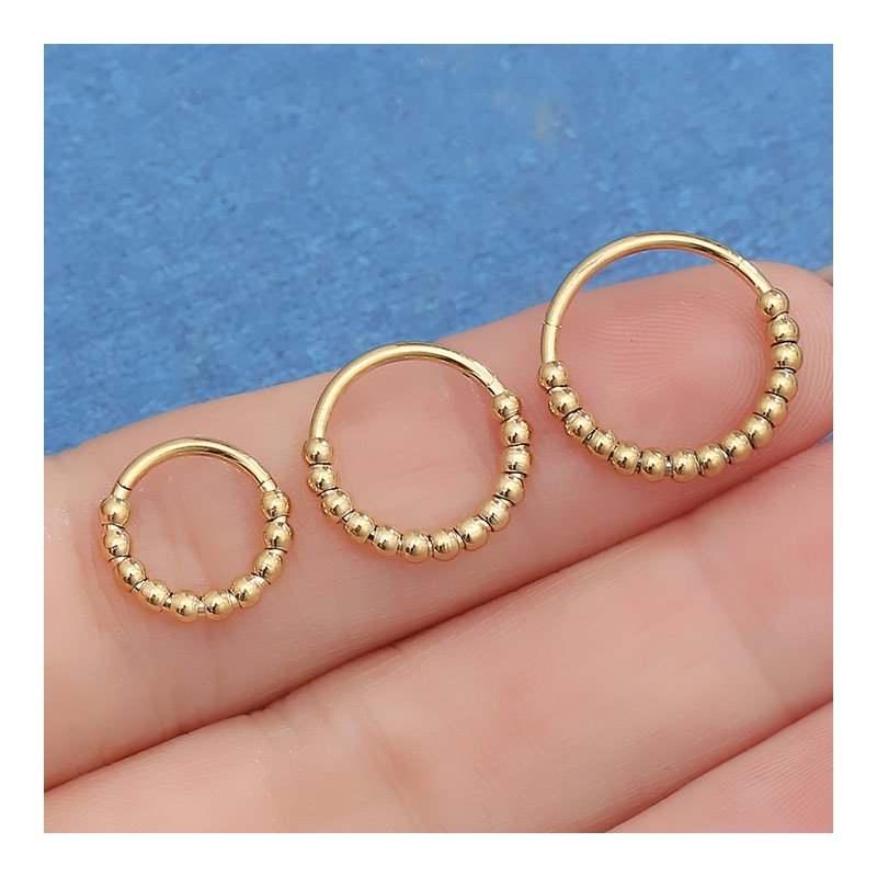 Piercing para Daith ou Septo - Argolinha Clicker com Bolinhas - Aço Cirúrgico - 6ORE949