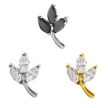 Piercing em Titânio para Tragus, Hélix ou Conch - Flor com Zircônias - 7TRG247